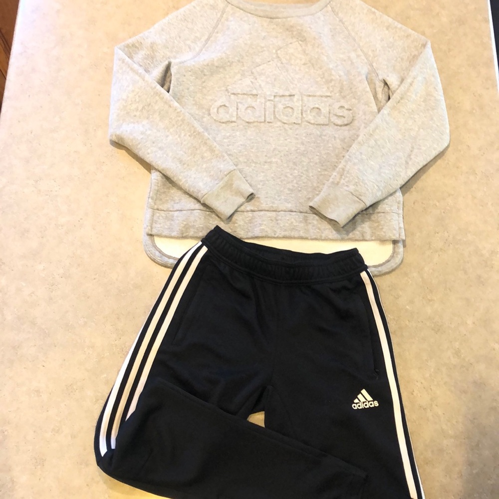 Adidas cropped sweatshirt and Adidas Joggers
